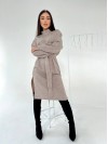 Ангорова сукня мiдi з поясом бежевого кольору 35445