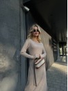 Ангорова сукня мiдi з поясом пудрового кольору 34936