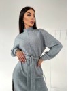 Ангорова сукня мiдi з поясом сiрого кольору 35446