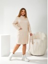 Ангоровое платье мини с поясом бежевого цвета 34164