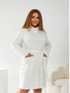 Ангоровое платье мини с поясом молочного цвета 34163