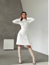Ангоровое платье мини с поясом молочного цвета 35482