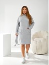 Ангорова сукня міні з поясом сiрого кольору 34165