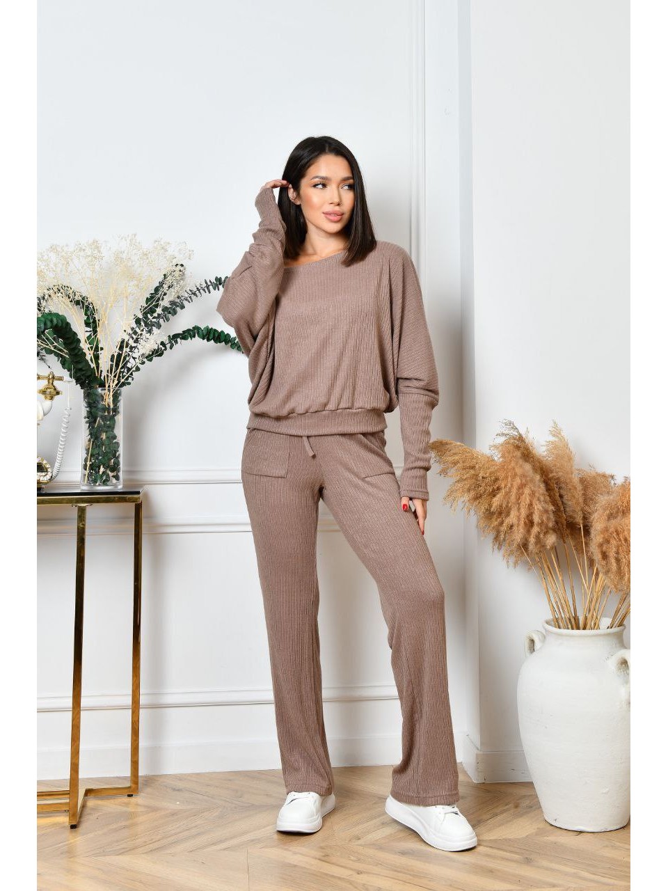 Ангоровий прогулянковий костюм кавового кольору 35680