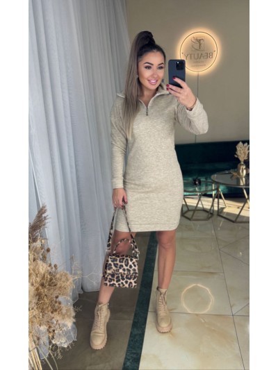 Базова ангорова сукня міні бежевого кольору 35975