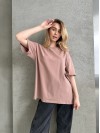 Базова жіноча футболка кавового кольору 30732