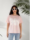 Базова жіноча футболка з написом рожевого кольору 32528