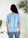 Базова жіноча футболка з малюнком блакитного кольору 32546