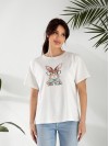 Базова жіноча футболка з малюнком молочного кольору 32547