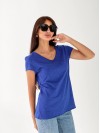 Базова жіноча футболка синього кольору 33226
