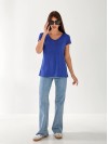 Базова жіноча футболка синього кольору 33226