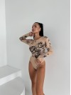 Базовый боди с рисунком бежевого цвета 34814