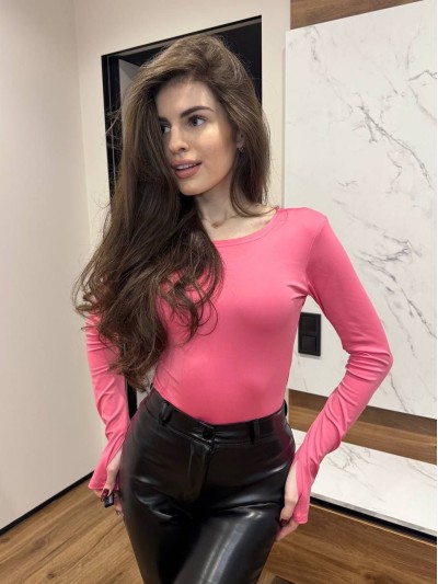 Базовий однотонний боді рожевого кольору 36087