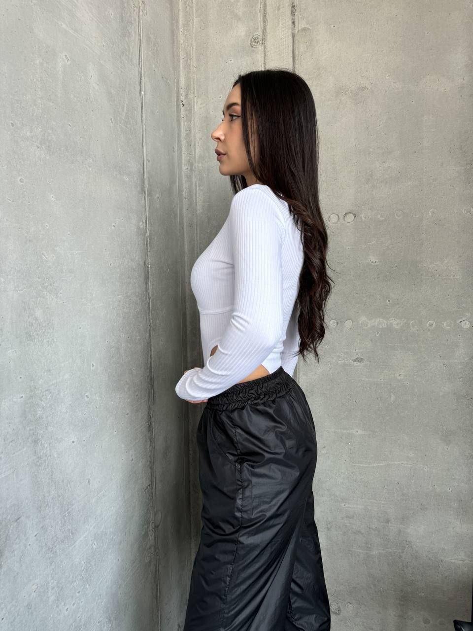 Базовый однотонный боди в рубчик белого цвета 34712