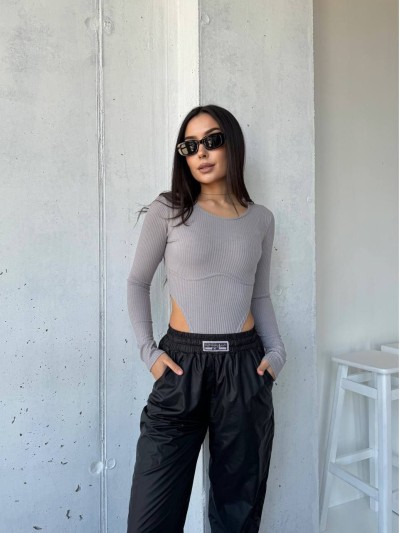 Базовый однотонный боди в рубчик серого цвета 34713