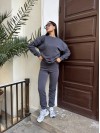 Базовий теплий жiночий костюм графiтового кольору 35426
