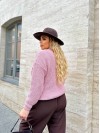 Базовый женский свитер розового цвета 34414