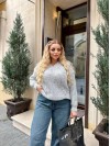 Базовий жіночий светр сiрого кольору 34416