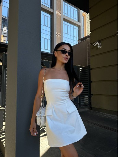 Базовое платье мини белого цвета 29034