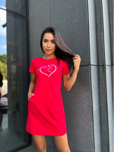 Базовое повседневное платье красного цвета 27387