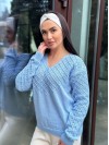 Базовый женский свитер голубого цвета 31734