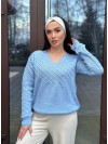 Базовый женский свитер голубого цвета 31734