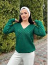 Базовый женский свитер зеленого цвета 31735