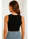 Базовий жіночий топ у рубчик чорного кольору 32302