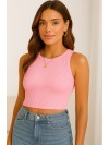 Базовий жіночий топ у рубчик рожевого кольору 32301