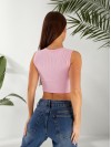 Базовий жіночий топ у рубчик з написом рожевого кольору 32403