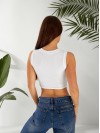 Базовий жіночий топ у рубчик з вишнею білого кольору 32408