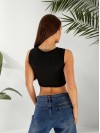 Базовий жіночий топ у рубчик з вишнею чорного кольору 32409