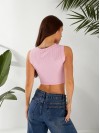 Базовий жіночий топ у рубчик з вишнею рожевого кольору 32410