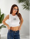 Базовий жіночий топ у рубчик з вишивкою бiлого кольору 32407