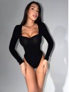 Блискучiй боді з пуш-ап чорного кольору 36012