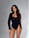 Блискучiй боді з пуш-ап чорного кольору 36012