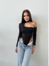 Боді з довгим рукавом чорного кольору 26949