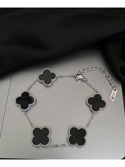 Браслет Конюшина срібного кольору замок карабін 32608