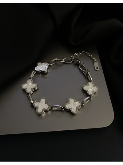 Браслет Конюшина замок карабін срібного кольору 33749