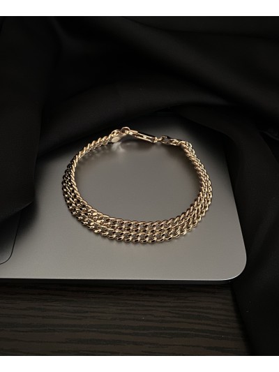 Класичний браслет з плетінням замок карабін золотого кольору 33806