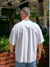 Мужская льняная рубашка-футболка белого цвета 33731