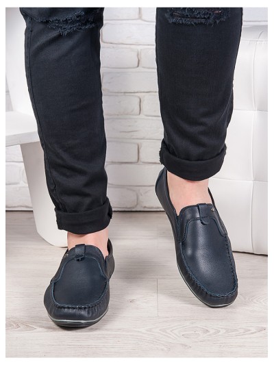Чоловічі мокасини з натуральної шкіри чорного кольору 35556