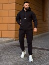 Чоловічий  флiсовий костюм з капюшоном чорного кольору 36069