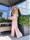 Довга муслінова сукня пудрового кольору 31986