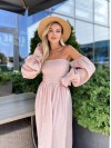 Довга муслінова сукня пудрового кольору 31986