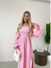 Довга муслінова сукня рожевого кольору 32689