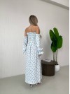 Довга муслінова сукня в блакитну квітку молочного кольору 32692