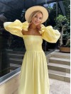 Довга муслінова сукня жовтого кольору 31987