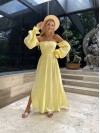 Довга муслінова сукня жовтого кольору 31987