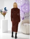 Довга сукня з капюшоном коричневого кольору 29998